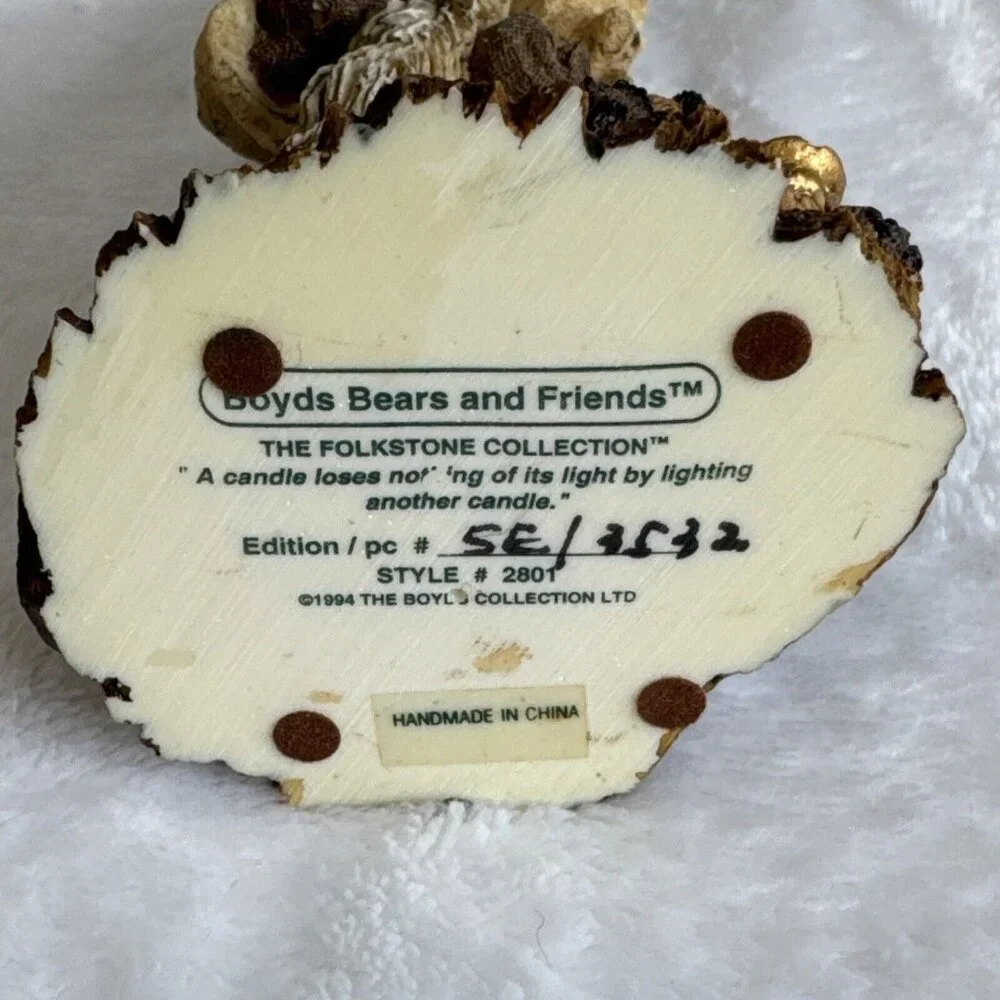 Boyds Bears Niki With Candle from The Folkstone Collection‎ Vintage 1994
